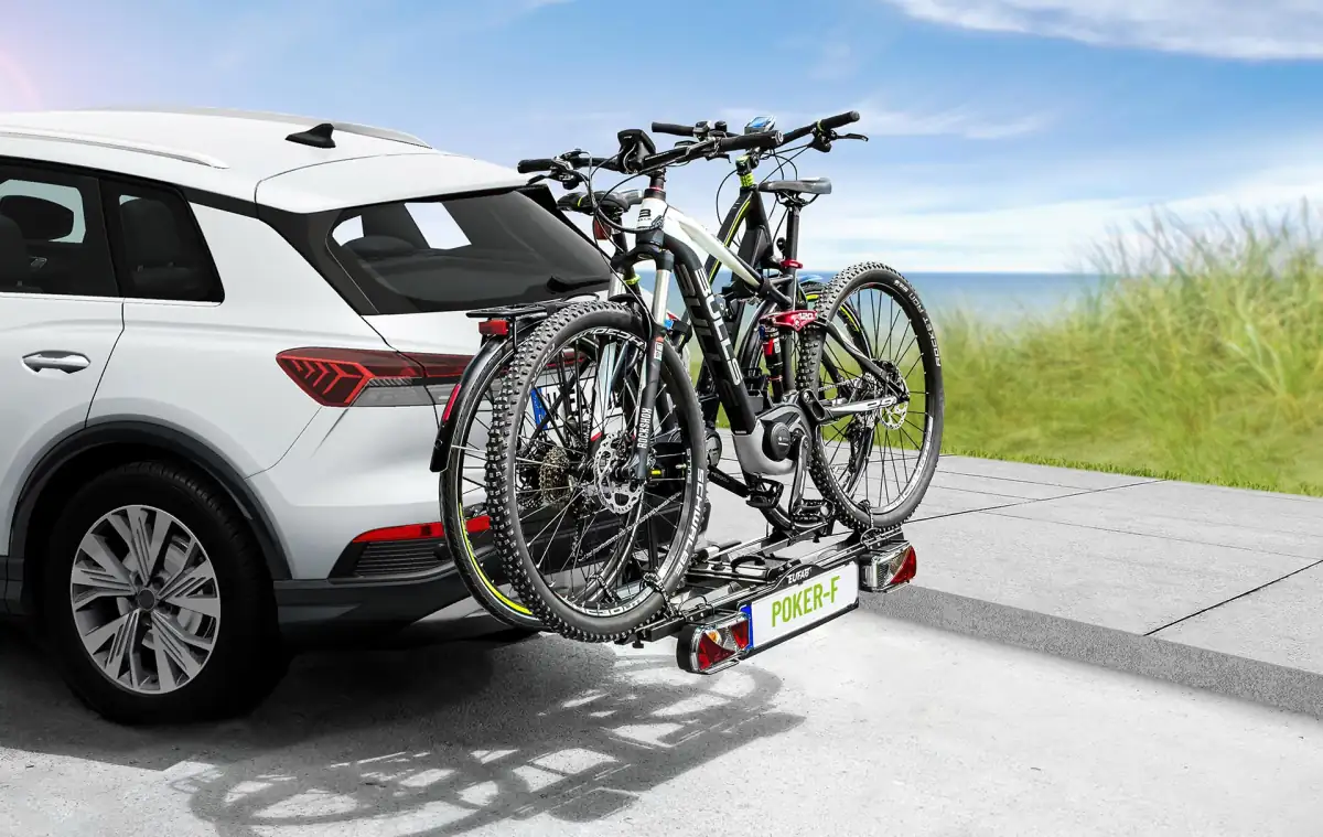 Warntafel am Fahrradträger: Italien, Spanien und Portugal