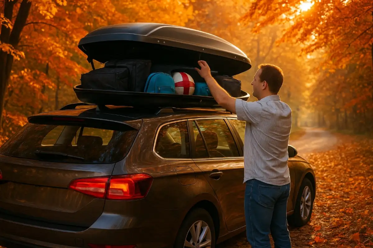 Auto mit Dachbox auf Reisen