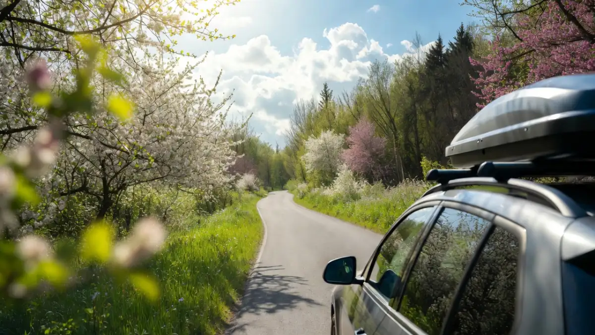 Auto mit Dachbox als Motiv für zusätzlichen Stauraum auf Reisen